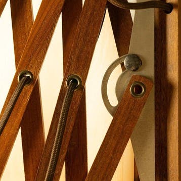Schaarlamp - Messing, Teak - Deens design uit de jaren
