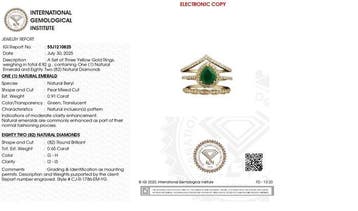 Trouwring - 14 karaat Geel goud - 1.56ct. tw. Smaragd -