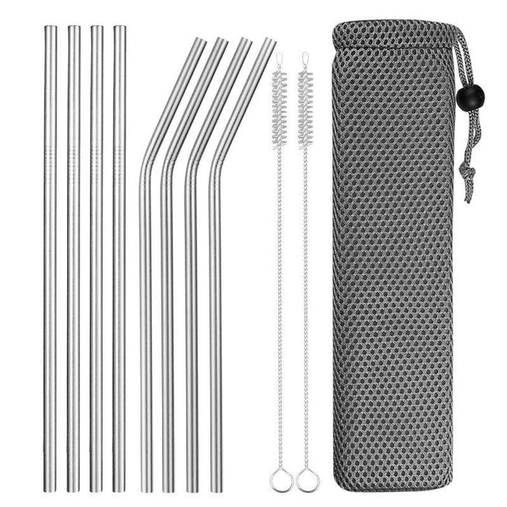 Fako Bijoux - RVS Rietjes Set -  8 Herbruikbare Rietjes - 4, Huis en Inrichting, Keuken | Bestek, Verzenden