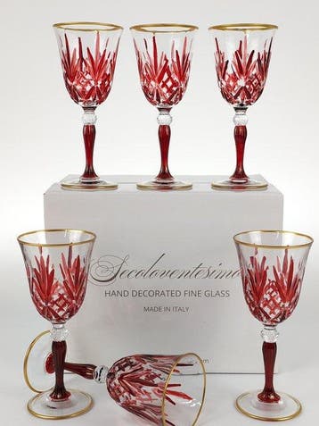 Secoloventesimo - Kelk (6) - Golden red goblet - Emaille,
