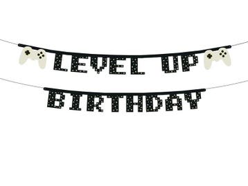 Gaming Party Banner Level Up Birthday 2,5m, Verzenden, Nieuw