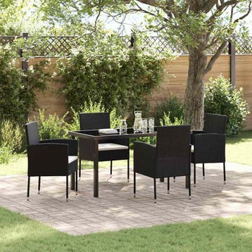 vidaXL Tuin Eettafel Set 5 st Zwart poly rattan, Verzenden