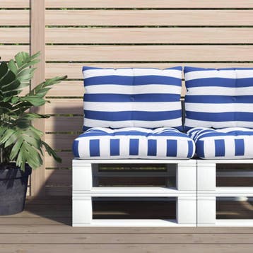 vidaXL Palletkussens 2 st gestreept oxford stof wit en blauw, Verzenden, Nieuw