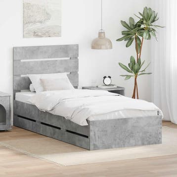 vidaXL Bedframe met lade Beton Grijs 90 x 190 cm, Verzenden