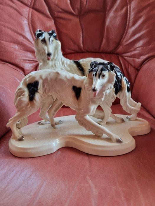 Figuur - Zwei Borzoi Hunde (Figur) - Porselein, Antiek en Kunst, Antiek | Glaswerk en Kristal
