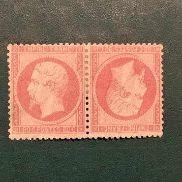 Frankrijk 1862 - 80 cent Napoleon Dentelez in Tete beche met