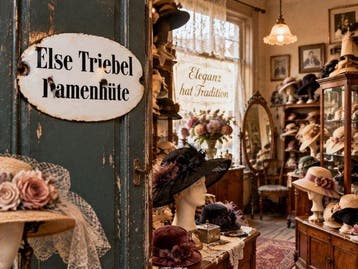 Oud emailleschild Else Triebel Damenhüte origineel circa