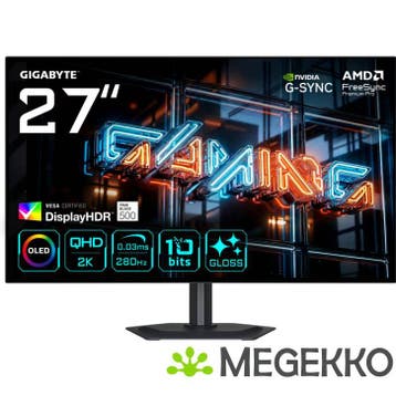 Gigabyte MO27Q28GR 27  Quad HD 280Hz OLED Gaming monitor, Verzenden