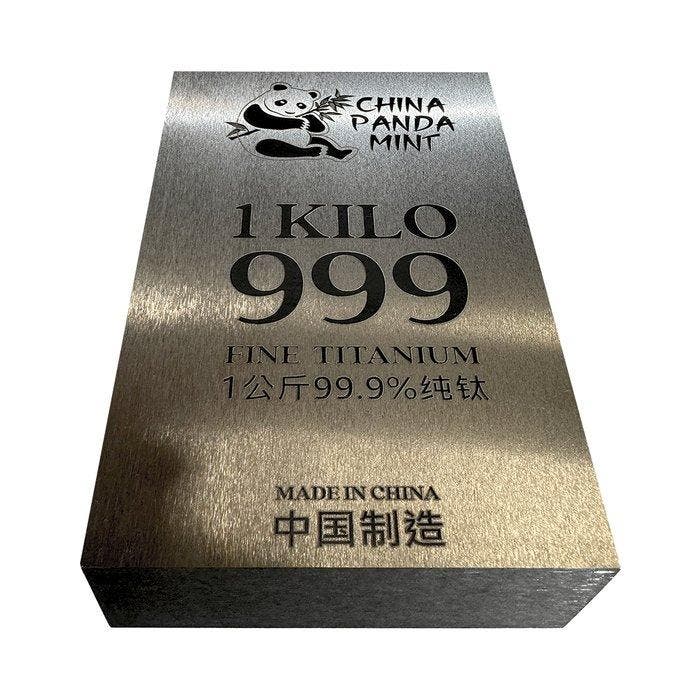 Panda Mint - Bar (5) - Titanium - 5 x 1 kg puur titanium, Timbres & Monnaies, Métaux nobles & Lingots
