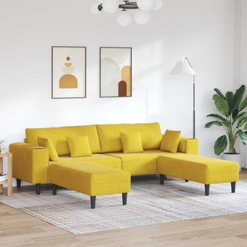 vidaXL bank / zetel 3 st Geel Fluweel, Verzenden, Nieuw