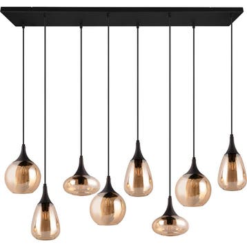 Moderne Mat Zwarte Metalen LED Hanglamp 8-lichts - Rond - E1, Huis en Inrichting, Lampen | Hanglampen, Verzenden, Nieuw