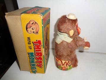 Toy Nomura - Thirsty Monkey opwindbaar speelgoed, in doos -, Antiek en Kunst