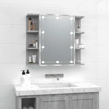 vidaXL Spiegelkast met LED-verlichting 70x16,5x60 cm grijs, Verzenden