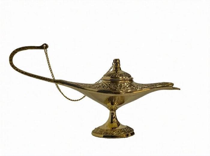 Handcrafted Brass Aladdin Style Genie Lamp with Chain Lid -, Antiquités & Art, Curiosités & Brocante