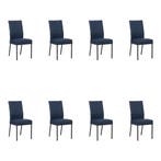 Set van 8 Leren eetkamerstoelen Real - Toledo Kobalt, Ophalen of Verzenden