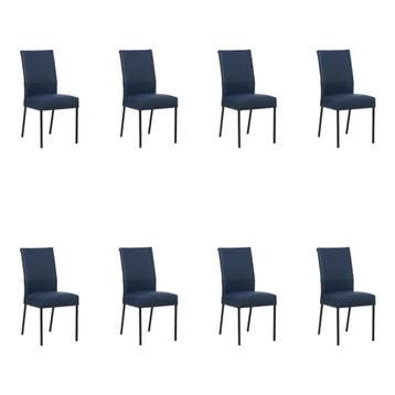 Set van 8 Leren eetkamerstoelen Real - Toledo Kobalt, Ophalen of Verzenden