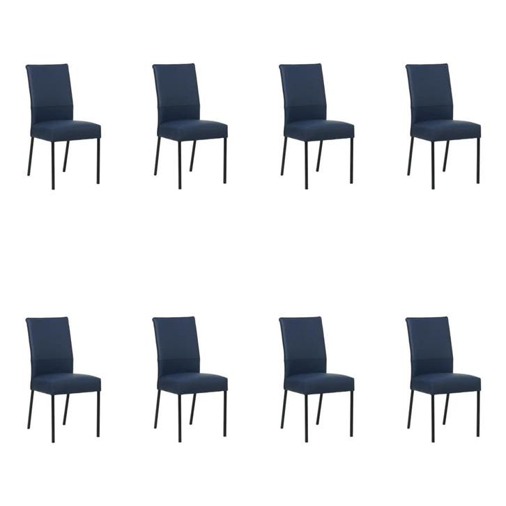 Set van 8 Leren eetkamerstoelen Real - Toledo Kobalt, Maison & Meubles, Chaises, Enlèvement ou Envoi