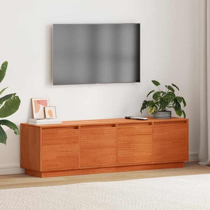 vidaXL TV Kast Bruin 156 x 37 x 45 cm Bewerkt hout, Huis en Inrichting, Kasten |Televisiemeubels, Nieuw, Verzenden