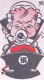 Spotprent met baby in een Nazi wieg (lijst optie, Lithos), Antiek en Kunst, Verzenden