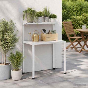 vidaXL Planttafel 100 x 50 x 104 cm Gepoedercoat staal Wit, Tuin en Terras, Hand-tuingereedschap, Verzenden, Nieuw