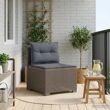 vidaXL Eén-zits Tuin Sofa met Kussens Rieten Look PP, Verzenden