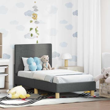 vidaXL Peuterbedframe met hoofdboard Donkergrijs 70 x 140 cm, Verzenden, Nieuw