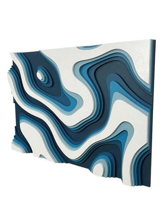 OEUV - Sculpture murale en bois Azure Flow, Antiquités & Art, Art | Objets design