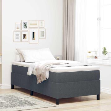 vidaXL Boxspring bed Donkergrijs en Wit 90 x 200 cm Corduroy, Verzenden, Nieuw