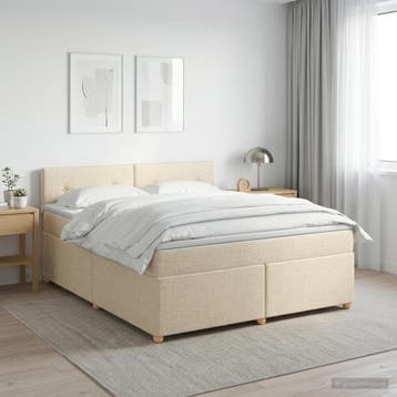 vidaXL Boxspringbed met matras Crèmekleurig 140 x 190 cm, Verzenden, Nieuw
