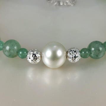 Sans prix de réserve - Bracelet Argent Perle - Pierres