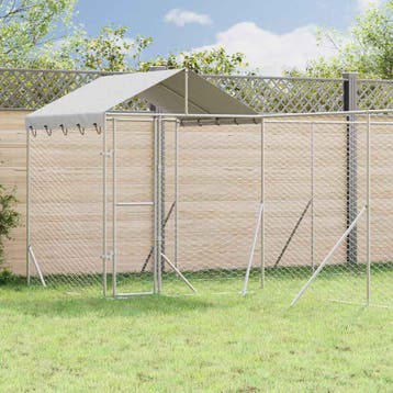 vidaXL Hondenkennel met dak 10x6x2,5 m gegalvaniseerd staal, Verzenden, Nieuw