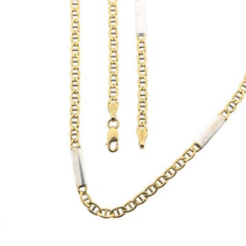 Bicolor gouden marine schakelketting, Handtassen en Accessoires, Kettingen, Ophalen of Verzenden, Gebruikt, Goud, Goud