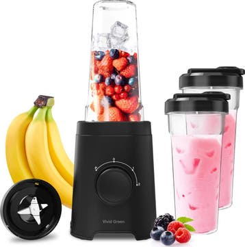 Smoothie Blender to go met 2x Beker 600ML – Maker - Zwart, Verzenden, Zo goed als nieuw