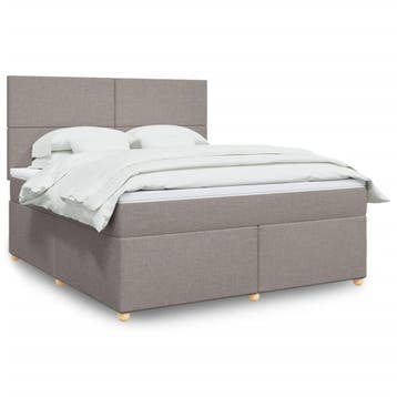vidaXL Boxspring met matras stof taupe 180x200 cm, Verzenden