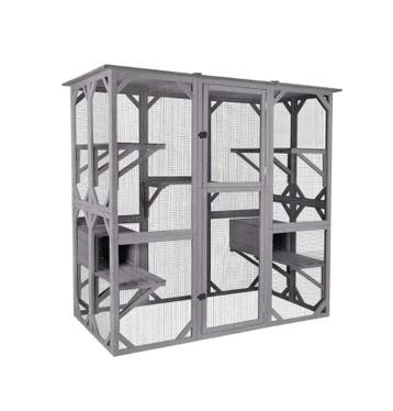 MaxxPet Kattenkooi - kattenvolière - 166x90x180cm Grijs, Dieren en Toebehoren, Ophalen of Verzenden, Nieuw