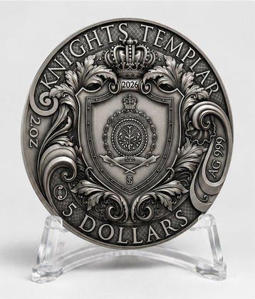 Niue. 5 Dollars 2026 – The Knights Templar – 2 oz Silver – 5