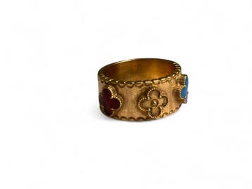 Veiling - Brede Ring in Alhambra-stijl met gekleurde klave, Bijoux, Sacs & Beauté