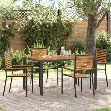 vidaXL Tuin stapelstoelen 4 st Bruin en Zwart, Tuin en Terras, Verzenden, Nieuw