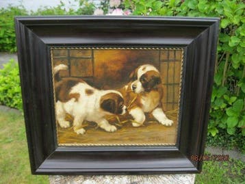 J.J. Hovener (1936-2021) - Twee puppys