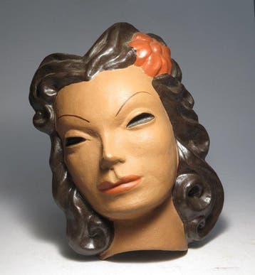 Dr Rank Rezs - Beeld, Art Deco Wall Mask - 21 cm -, Antiek en Kunst