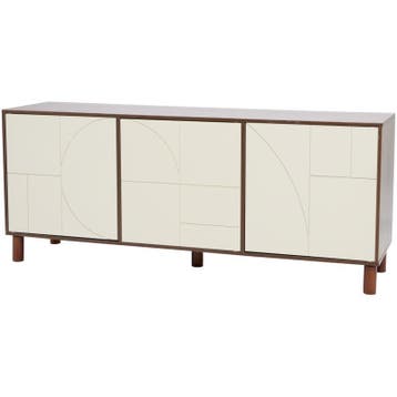 Meuble TV avec motifs abstraits - beige et marron - 138 x 35, Verzenden, Neuf