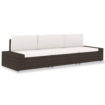 vidaXL Driezitsbank sectioneel poly rattan bruin, Verzenden