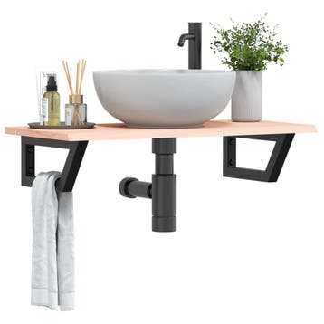 vidaXL Badkamer wandschap staal en massief eikenhout, Verzenden