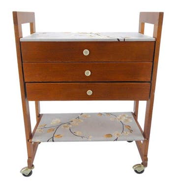 Naaidoos - Hout - Vintage model Fisarmonica met drie