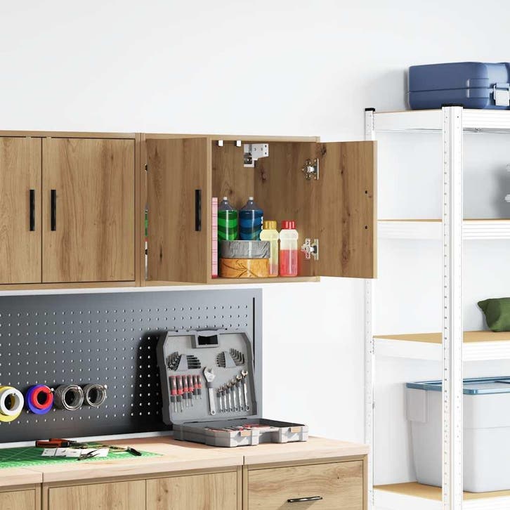 vidaXL Garage wandkast bewerkt hout ambachtelijk eiken, Zakelijke goederen, Kantoor en Winkelinrichting | Magazijn, Stelling en Opslag