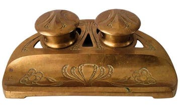Inktpot - Beautiful Art Nouveau ink well - Gepatineerd brons