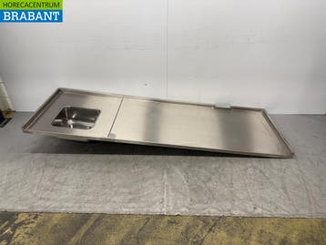 RVS Spoelblad met spoelbak 257 x 85 cm Horeca, Ophalen of Verzenden