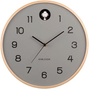 Natural Cuckoo Wall clock birch wood mouse grey, Verzenden, Nieuw