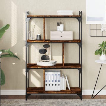 vidaXL Boekenkast 4-laags 76x32x123 cm bewerkt hout gerookt, Huis en Inrichting, Verzenden, Nieuw
