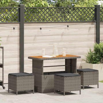 vidaXL Tuin Eettafel Set 4 st Grijs poly rattan, Verzenden